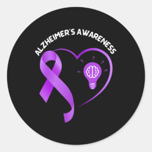 Heimerheimer Awareness A Purple Ribbon On Heimerhe Classic Round Sticker