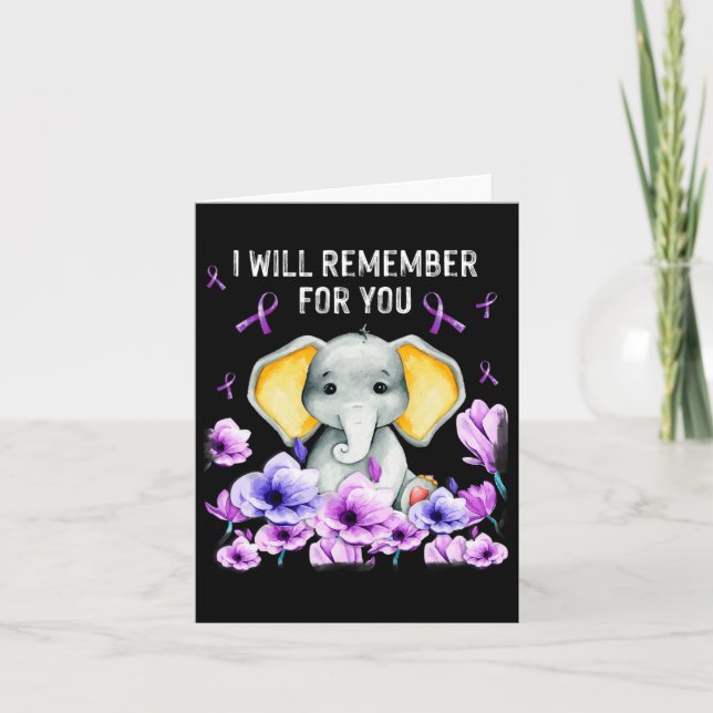 Heimerheimer Awareness Cute Elephant I Will Rememb Card (Front)