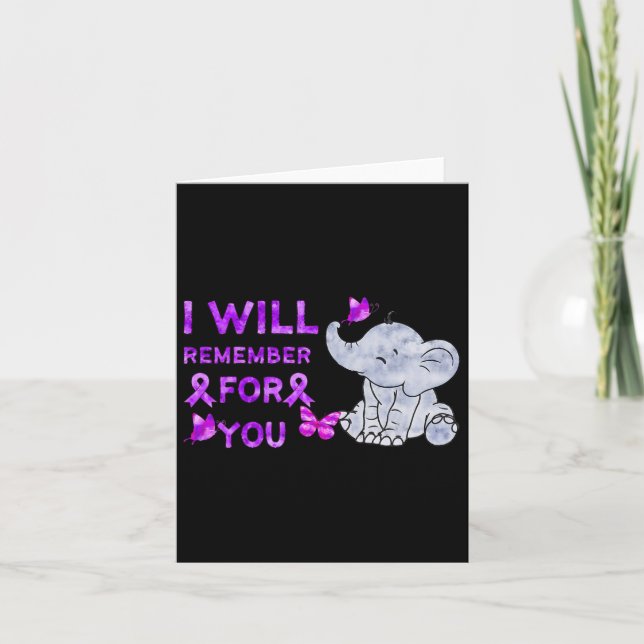 Heimerheimer Awareness Cute Elephant I Will Rememb Card (Front)