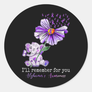 Heimerheimer Awareness Cute Elephant I Will Rememb Classic Round Sticker