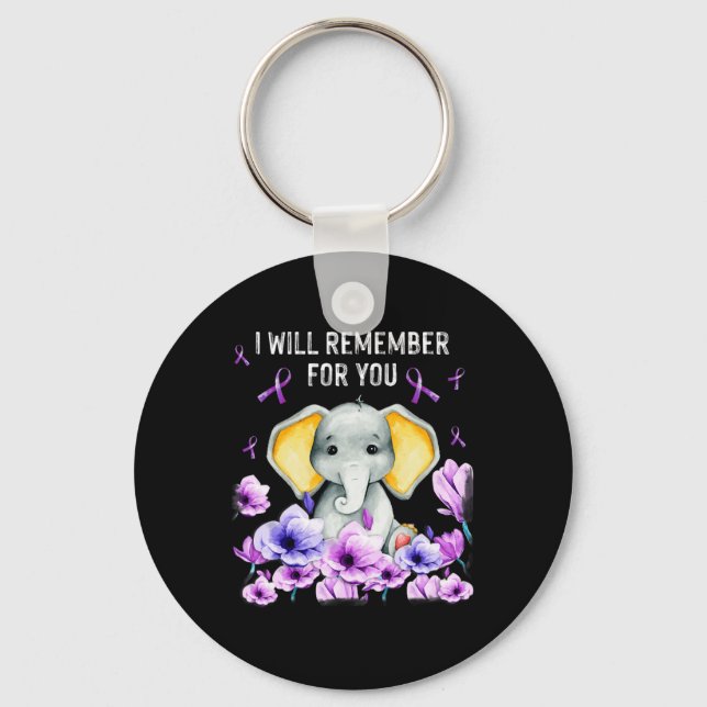 Heimerheimer Awareness Cute Elephant I Will Rememb Key Ring (Front)