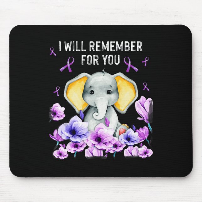 Heimerheimer Awareness Cute Elephant I Will Rememb Mouse Pad (Front)