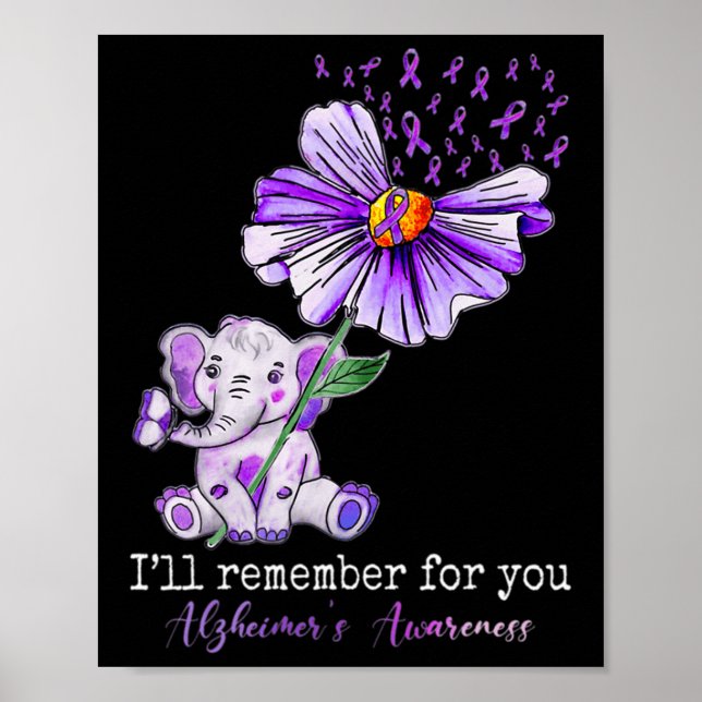 Heimerheimer Awareness Cute Elephant I Will Rememb Poster (Front)