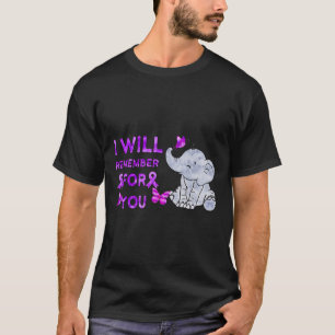 Heimerheimer Awareness Cute Elephant I Will Rememb T-Shirt