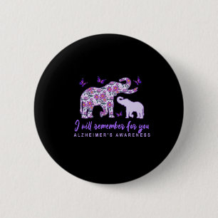Heimerheimer Awareness Cute Elephant I'll Remember 6 Cm Round Badge