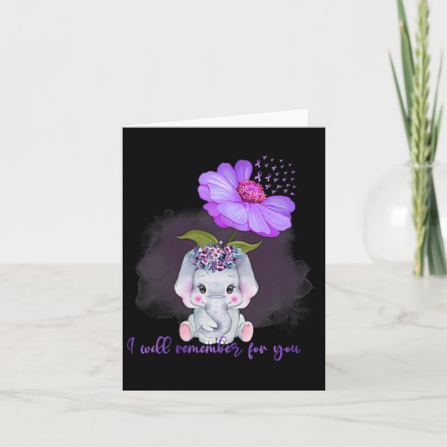 Heimerheimer Awareness Cute Elephant I'll Remember Card (Front)