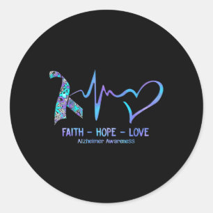 Heimerheimer Awareness Faith - Hope - Love Classic Round Sticker