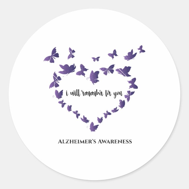 Heimerheimer Awareness I Will Remember For You Cut Classic Round Sticker (Front)