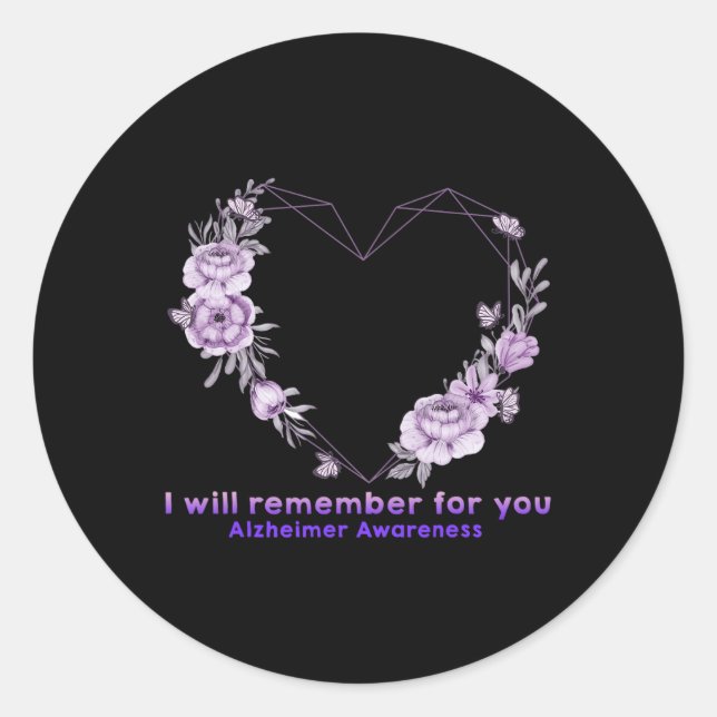 Heimerheimer Awareness I Will Remember For You Flo Classic Round Sticker (Front)