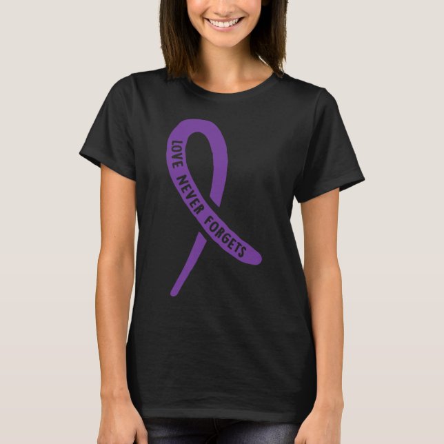 Heimerheimer' Awareness Love Never Forgets Purple  T-Shirt (Front)