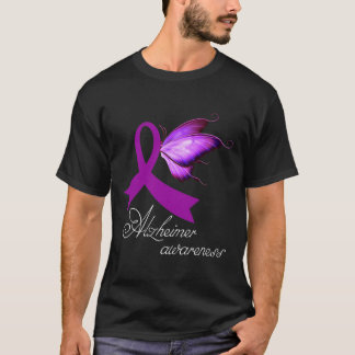 Heimerheimer Awareness Purple Ribbon And Butterfly T-Shirt