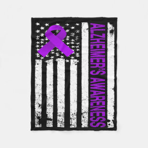 Heimerheimer Awareness Shirt - Usa Flag Purple Rib Fleece Blanket