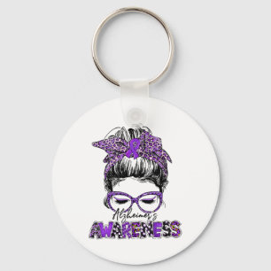 Heimerheimer Awareness Strong Purple Ribbon Women Key Ring