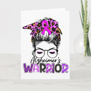 Heimerheimer Awareness Warrior Messy Bun Leopard B Card
