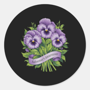 Heimerheimer Purple Floral Pansy Dementia Heimerhe Classic Round Sticker