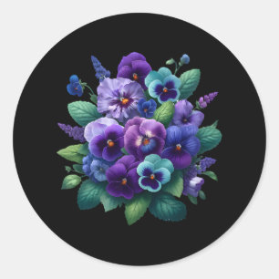 Heimerheimer Purple Floral Pansy Dementia Heimerhe Classic Round Sticker