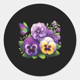 Heimerheimer Viola Floral Pansy Dementi Heimerheim Classic Round Sticker