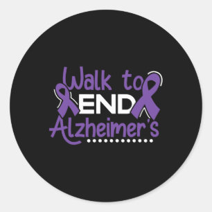 Heimerheimer Walk Dementia Warrior Purple Ribbon A Classic Round Sticker