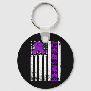 Heimerheimer Warrior Awareness - Usa Flag Purple R Key Ring