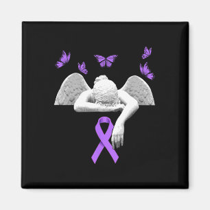 Heimerheimer's Awareness Angel Purple Ribbon Butte Magnet