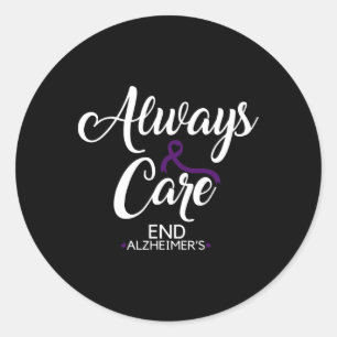 Heimerheimers Awareness Month Purple Ribbon Always Classic Round Sticker