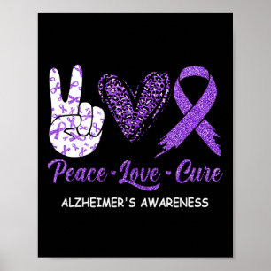 Heimerheimer's Awareness Peace Love Cure Leopard Poster