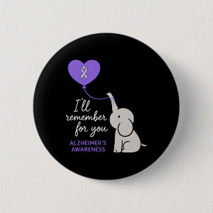 Heimerheimer's Awareness Purple Elephant I'll Reme 6 Cm Round Badge