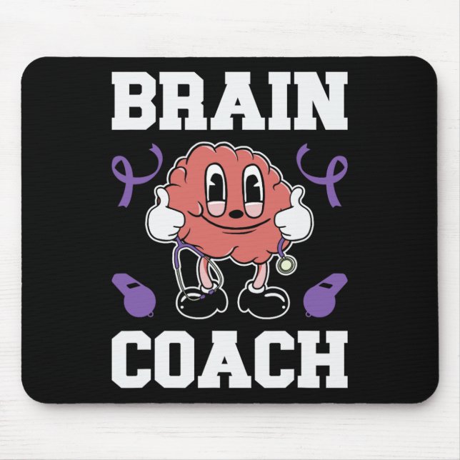Heimerheimer's Awareness Ribbon Purple Brain Coach Mouse Pad (Front)