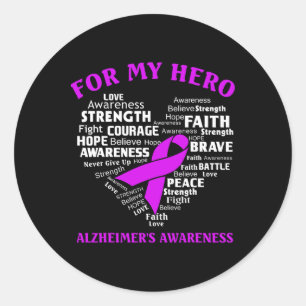 Heimerheimer's Awareness Shirt For My Hero Ribbon Classic Round Sticker