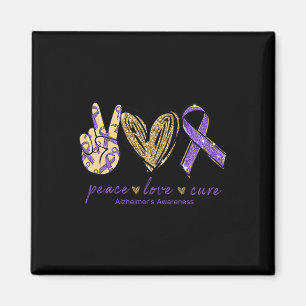 Heimerheimer's Awareness-shirt Peace Love Cure Wom Magnet