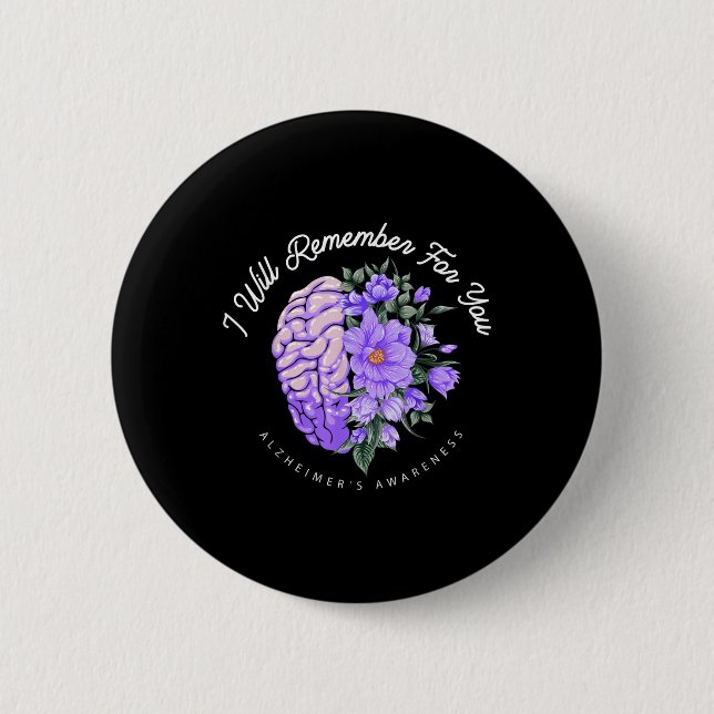 Heimers Awareness I Will Remember For You Brain  6 Cm Round Badge (Front)