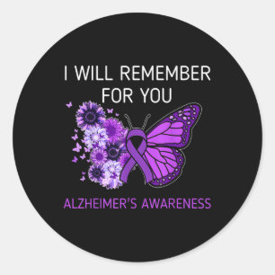 Heimers Awareness I Will Remember You Butterfly Wo Classic Round Sticker