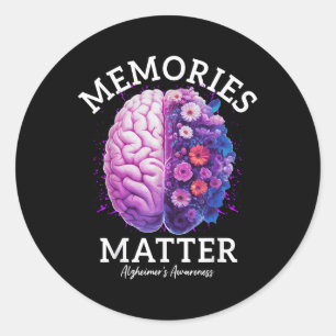 Heimers Awareness Memories Brain Flowers Classic Round Sticker
