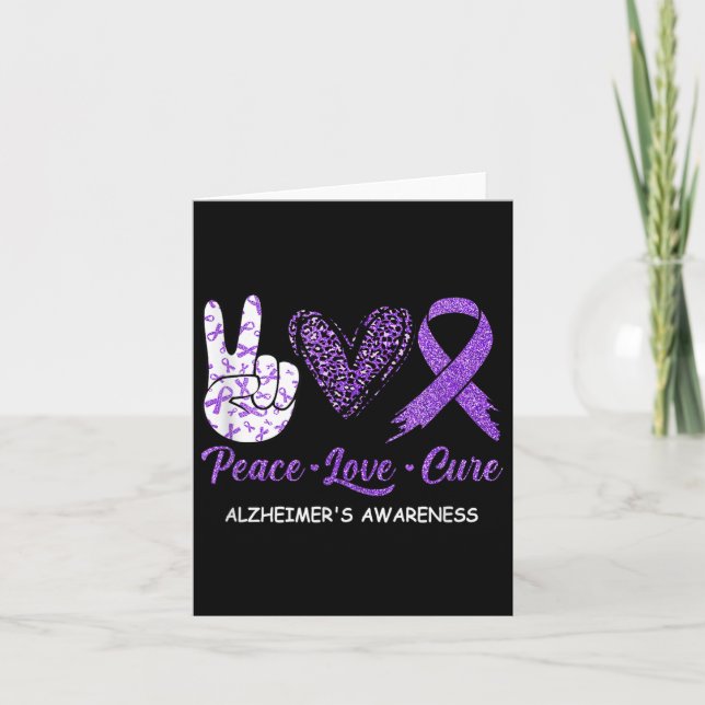 Heimers Awareness Peace Love Cure Leopard  Card (Front)