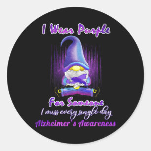 Heimers Awareness Products I Wear Purple Ribbon Gn Classic Round Sticker