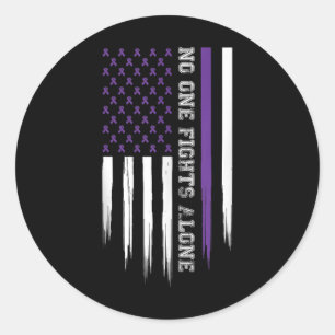 Heimers Awareness Purple American Flag Awareness R Classic Round Sticker