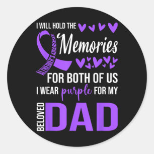 Heimers Awareness Shirt Purple Ribbon Memories For Classic Round Sticker