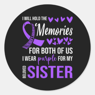 Heimers Awareness Shirt Purple Ribbon Memories Sis Classic Round Sticker