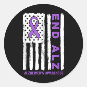 Heimers Shirt American Flag End Heimers Awareness Classic Round Sticker