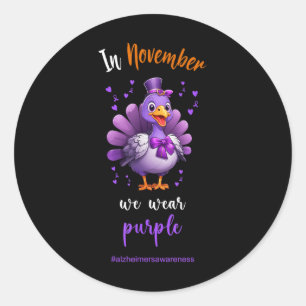 Heimers Shirt Turkey Purple Ribbon Heimers Awarene Classic Round Sticker