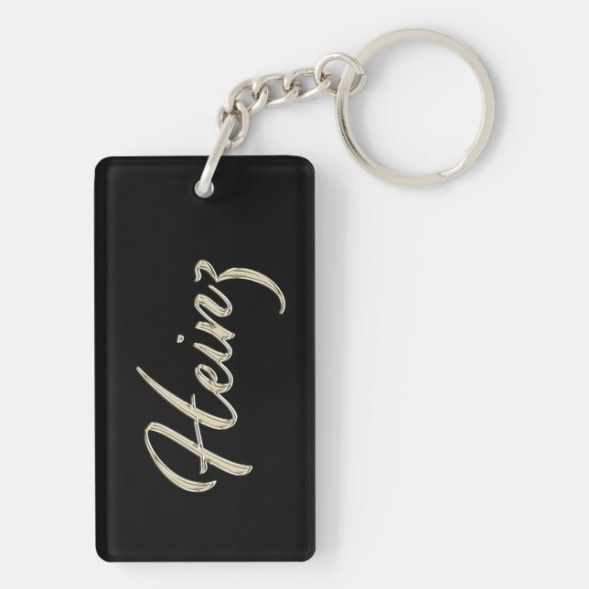 Heinz Name white gold keychain charm (Back)