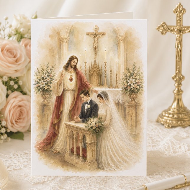 Heirloom Catholic Marriage Blessing Jesus Card (Creator Uploaded)