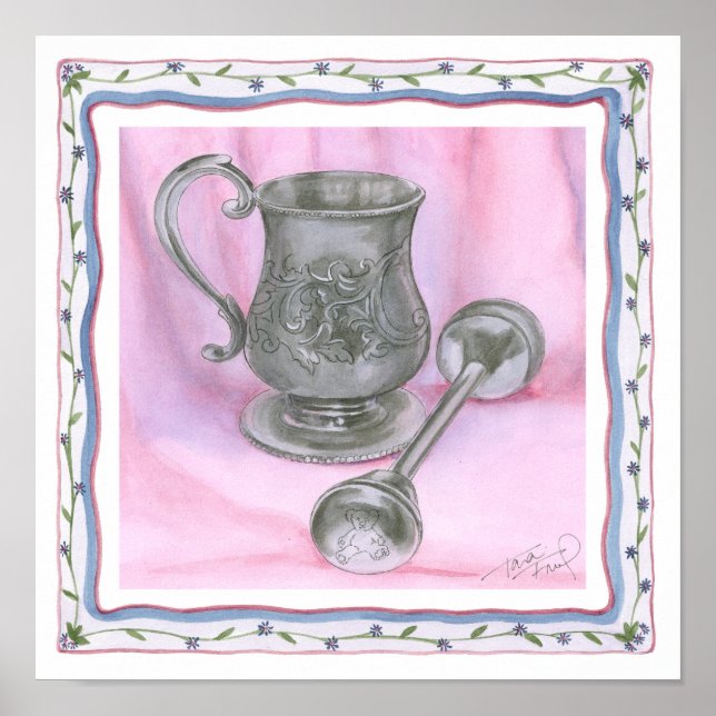 Heirloom Cup & Rattle on Purple Background Poster (Front)
