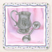 Heirloom Cup & Rattle on Purple Background
