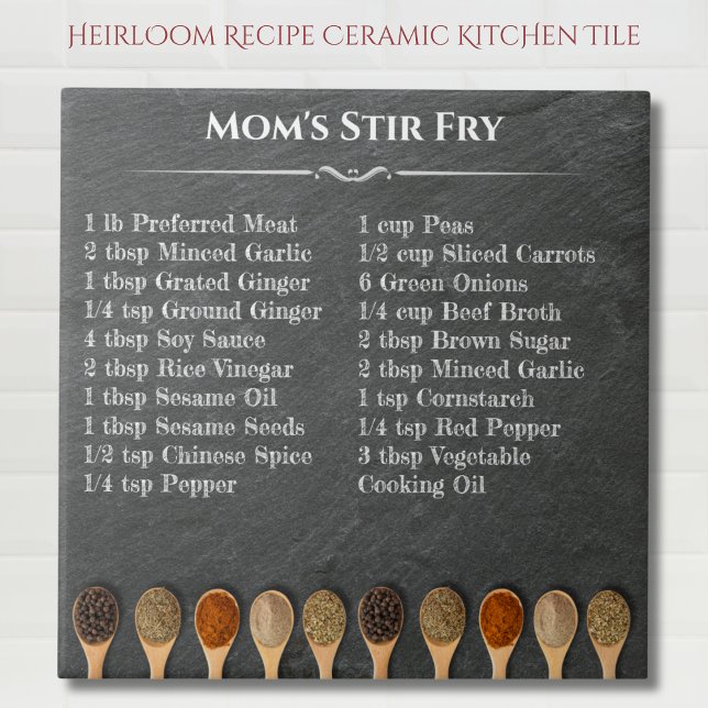 Heirloom Family Recipe Ingredients List Kitchen Tile (Heirloom Family Recipe Ingredients List Kitchen Tile)