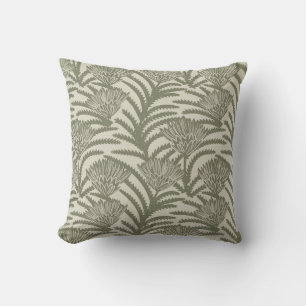 Heirloom floral block in sage green cushion