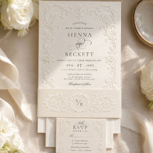 Heirloom Floral Wedding Invitation Belly Band