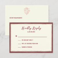 Heirloom Garden Burgundy Wedding Invitation,