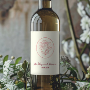 Heirloom Garden Classic Floral Rose Wedding Wine Label