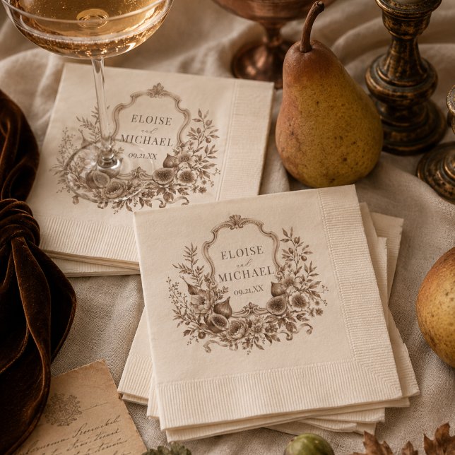 Heirloom Harvest Monogram Crest Fall Wedding Napkin (Heirloom Harvest Monogram Crest Fall Wedding Napkins)